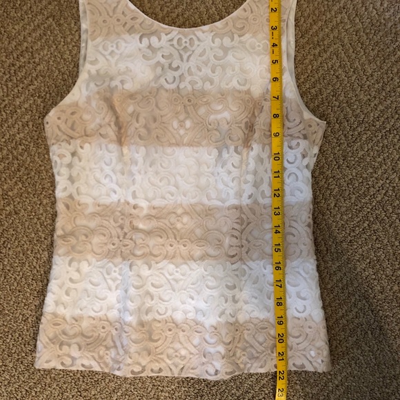WHBM Striped Lace Tank Top Tan White w/zipper back - Picture 5 of 6